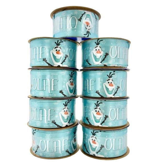Offray Lot of 9 Spools Ribbon 1.5 inch x 9 feet Blue Disney Frozen Olaf NEW - Picture 1 of 4